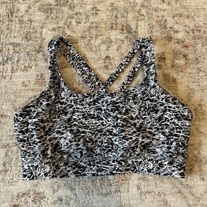 lululemon athletica Energy Black & White Strappy Patterned Sports Bra